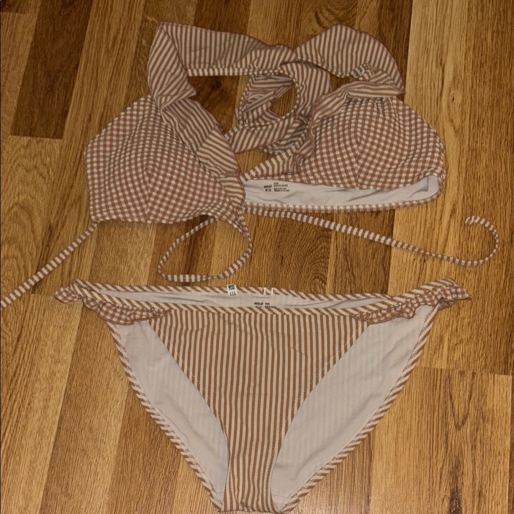 Aerie Brown Gingham Bikini Set